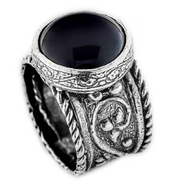 Silver Ring Black Onyx Ring Womens Silver Ring Unique - Etsy