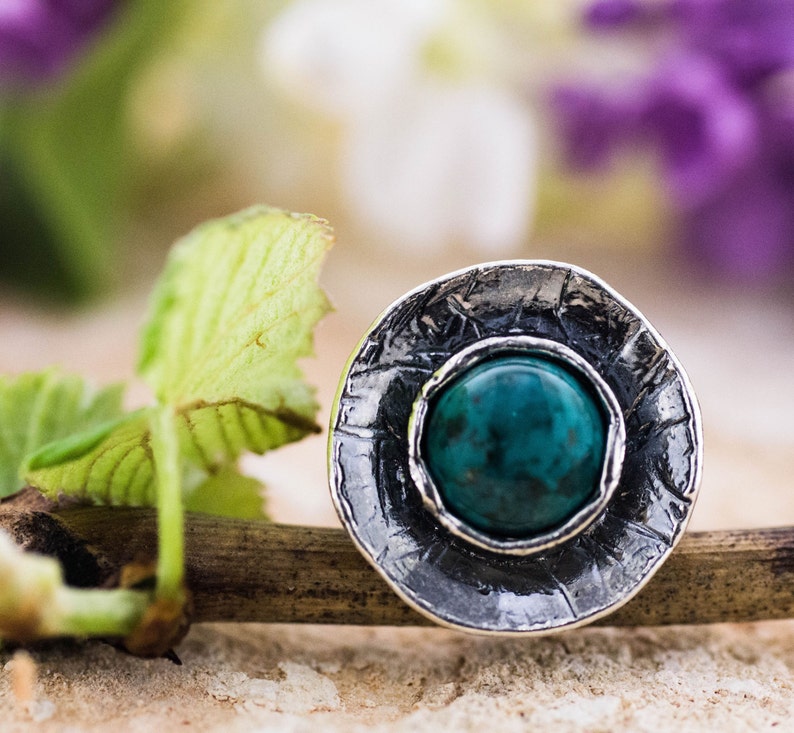 Sterling Silver Ring Turquoise Ring Green Ring Winter Ring December Birthstone Ring Silver Turquoise Ring handmade