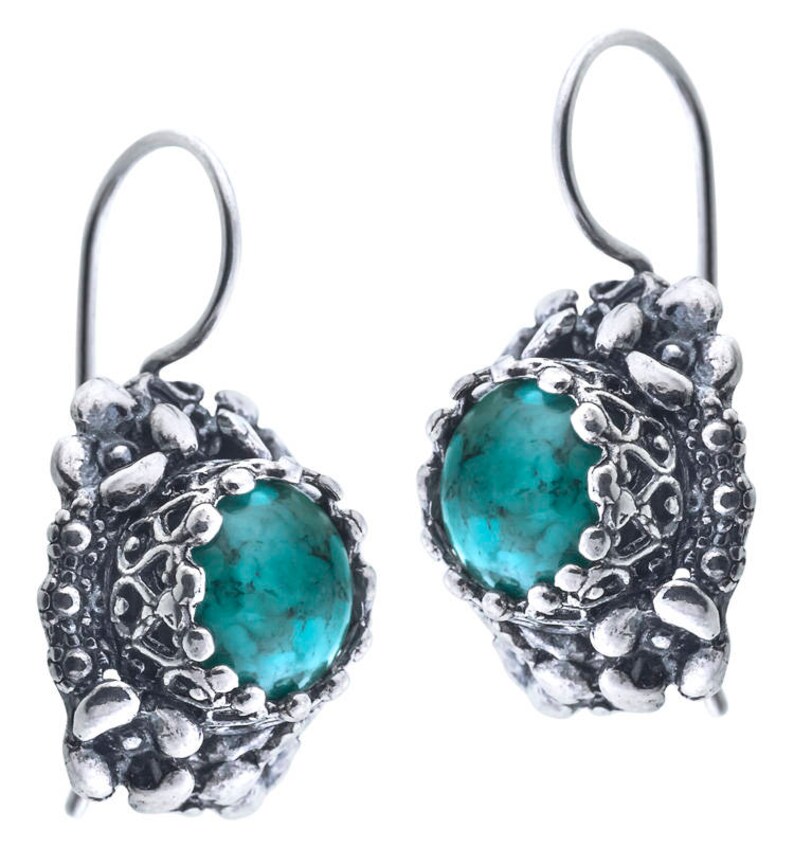 Silver Jewelry Summer Handmade Jewelry Turquoise Earrings Sterling Silver Earrings August Birthstone Silver Earrings