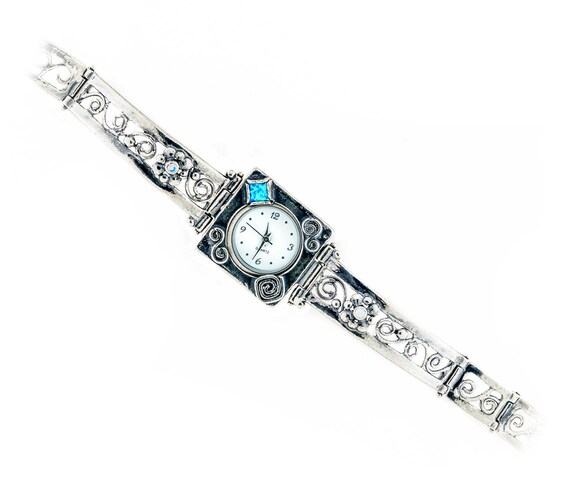 SilberNe DamenUhr mit Blauem Opal Edelstein Silber Opal Uhr | Etsy