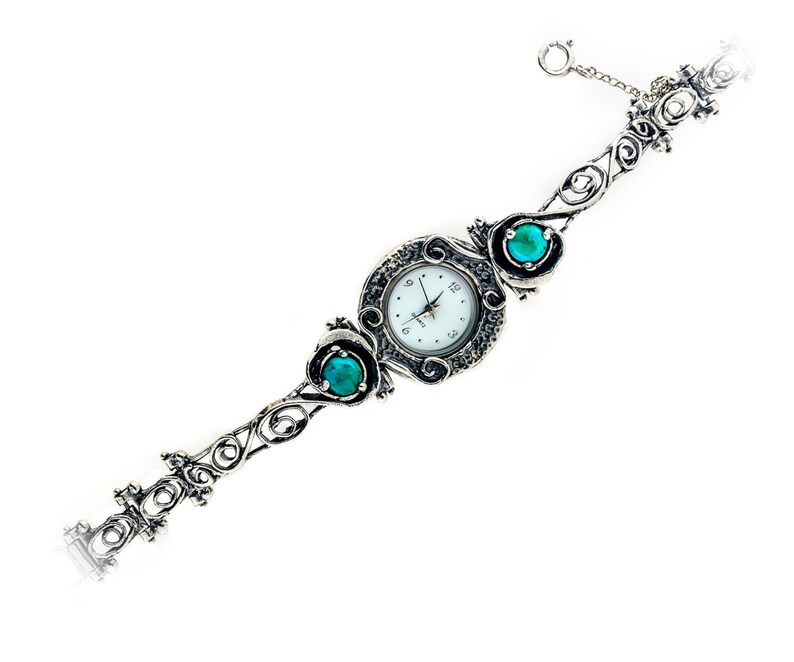 Women Silver Watch With Turquoise Gemstone Silver Turquoise | Etsy