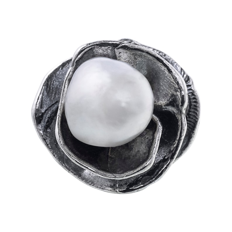 June Birthstone Ring Sterling Silver and Pearl Ring Handmade Summer Ring White Pearl Ring Fashion ring White Ring