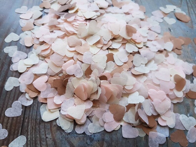 Copper Romantic Biodegradable 2-10 handfuls ,Ivory Powder blush mix heart confetti!Wedding,party decoration,throwing rose gold