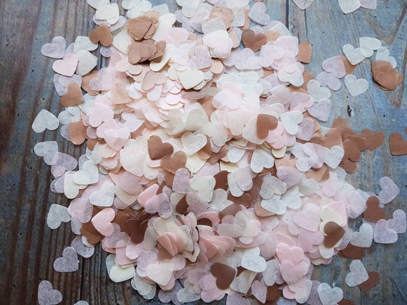 Copper Romantic Biodegradable 2-10 handfuls ,Ivory Powder blush  mix heart confetti!Wedding,party decoration,throwing rose gold
