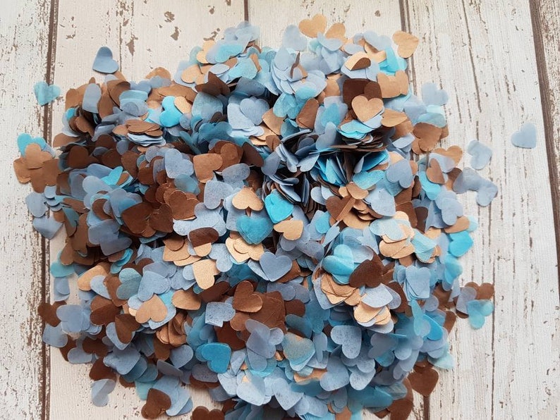 Turquoise Denim Blue And Copper Rose Gold Mix Heart Etsy