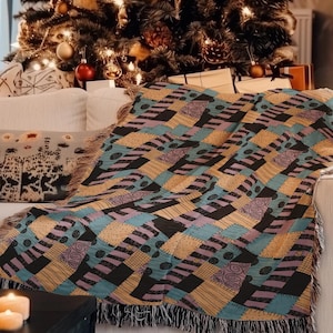 Sally Woven Blanket, jack and sally, christmas blanket, nightmare blanket,