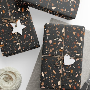 Terrazzo Wrapping Paper, neutral wrapping paper, black gift wrap, dainty wrapping paper, unique gift wrap, wrapping paper