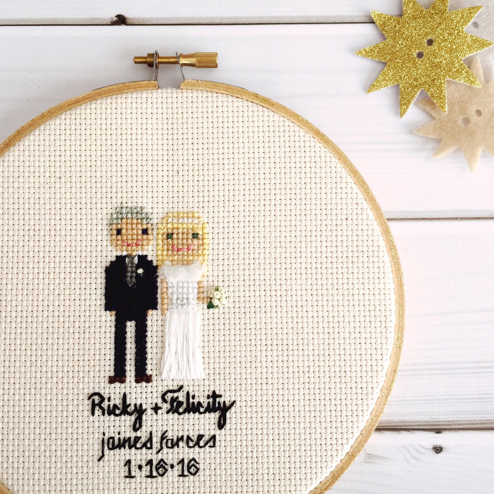 Custom Cross Stitch Wedding Portrait Wedding Gift Custom Etsy