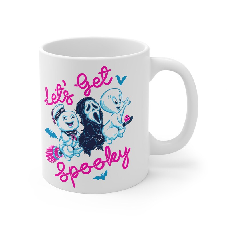 Lets Get Spooky Mug 11oz, halloween mug, retro halloween mug, pink halloween mug image 4