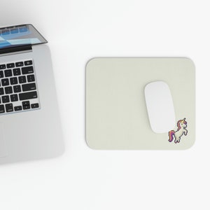 Unicorn mouse pad, minimal mouse pad, girly mouse pad, pixel art unicorn, pink and cream mouse pad