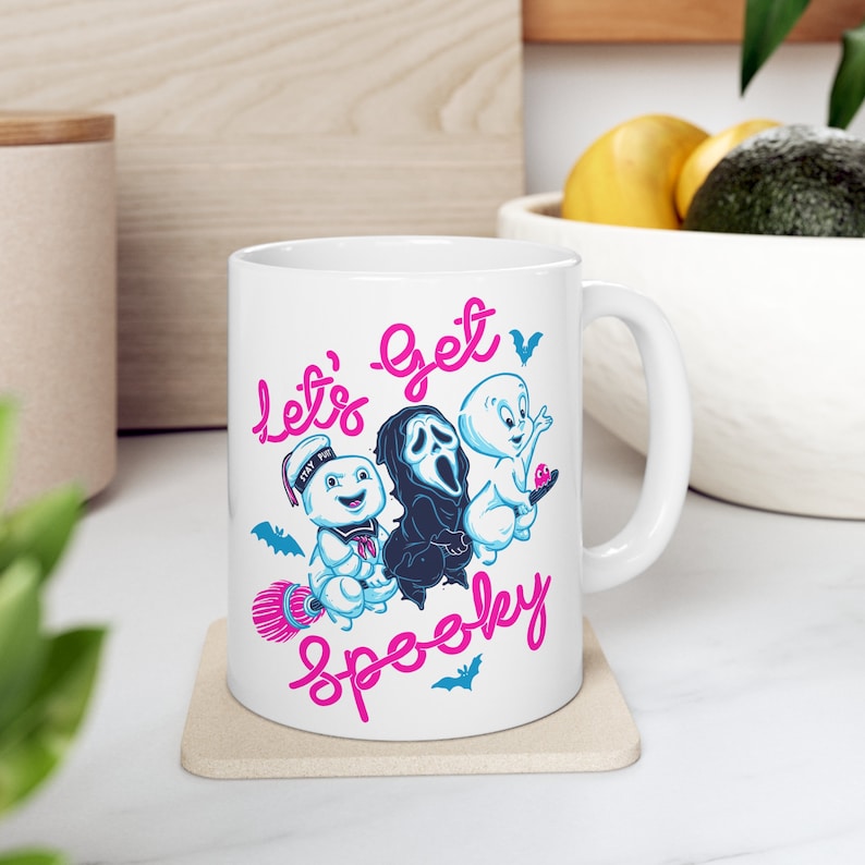 Lets Get Spooky Mug 11oz, halloween mug, retro halloween mug, pink halloween mug image 6