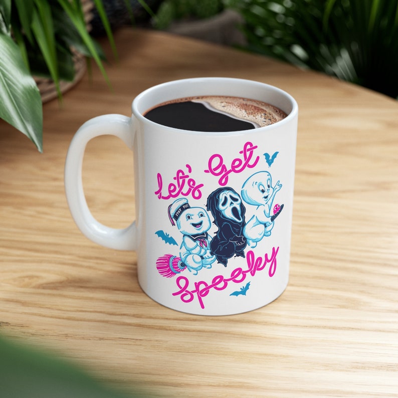 Lets Get Spooky Mug 11oz, halloween mug, retro halloween mug, pink halloween mug image 7