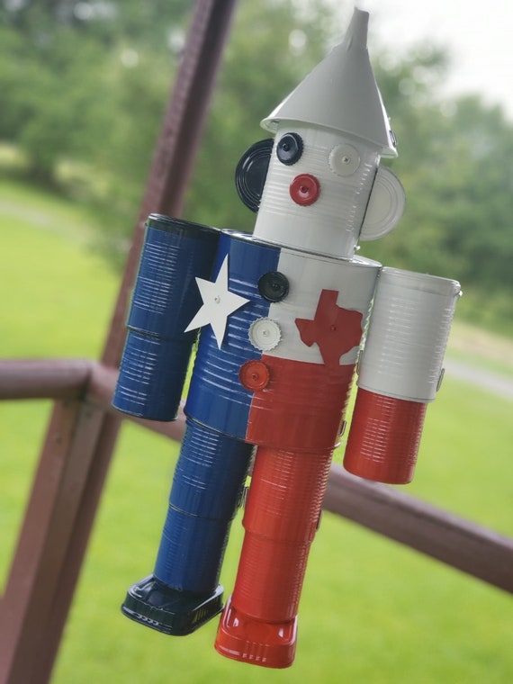 Texas flag tin man, police, fireman, USA flag