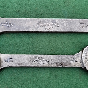 Two Vintage Austin 7 Tool Kit Spanners. Vintage Austin 3/8 and 5/16 And 1/2 And 7/16 Spanners For Austin 7 Motor Car Tool Kits. Classic Car.