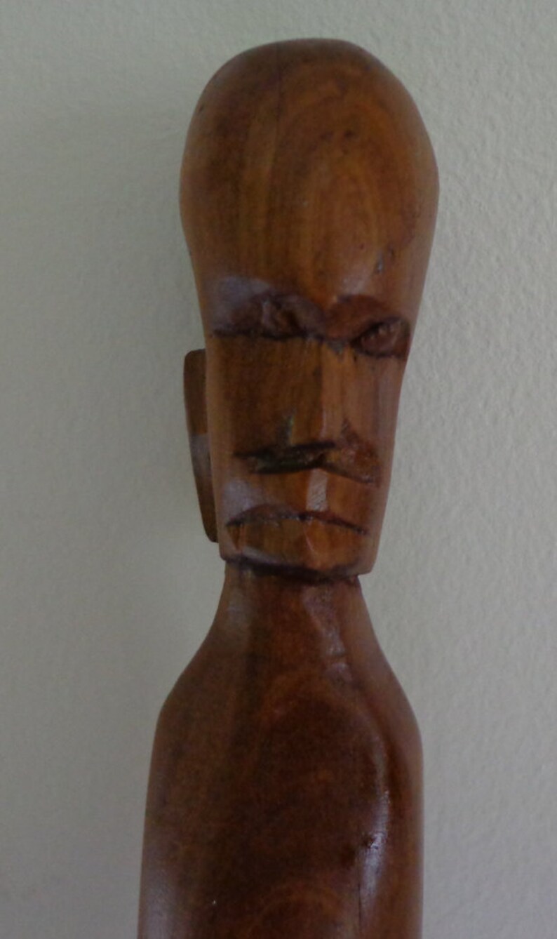 Hand Carved African Walking Stick With Carved Head Tribal Etsy