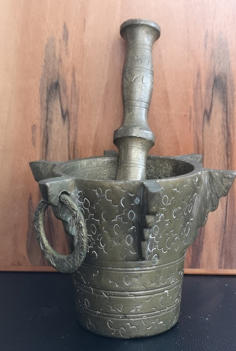 Unusual Large Vintage Brass Arabic Mortar and Pestle With Etsy