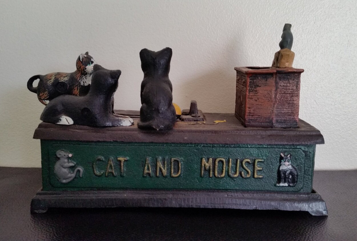 Vintage Cast Iron Novelty Mechanical Money Box. Vintage Etsy