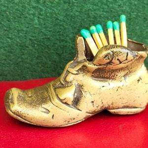Vintage Brass Boot Matchstriker. Vintage Boot Matchstrike. Vintage Novelty Brass Boot Match Holder.