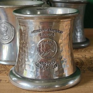 Vintage Pewter Tankards - King George V Jubilee 1935 And King George VI Coronation 1937 - English Pewter Tankards Coronation Souvenirs