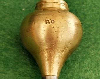 Vintage (1972) Brass Post Office Plumb Bob. Vintage Traditional Turnip Shaped Brass Plumb Bob Marked P.O. (Post Office) By ASB 1972.