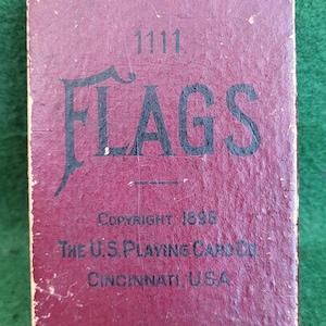 Antiek U.S. Playing Card Co.-speelkaartspel - Antiek USPCC 1111 Game Of Flags-kaartspel - Antiek speelkaartspel Flags - Compleet.
