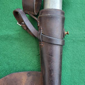 Antique Saddle Flask - Antique English Pewter Saddle Flask In Original Leather Case. Antique Pewter Spirit Flask.