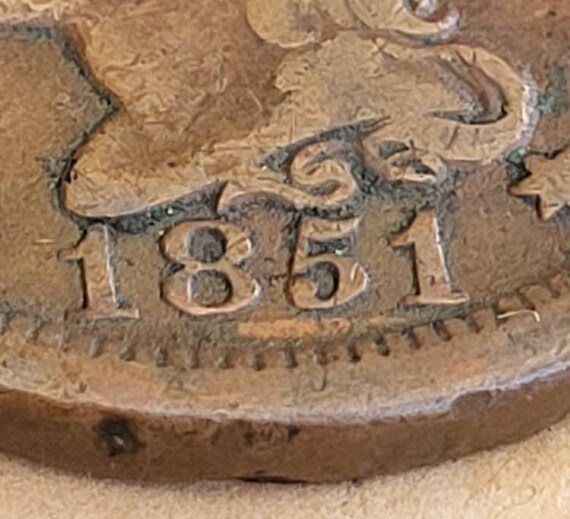 アメリカアンティークコイン 1851 年アメリカ大型 1 セント。1851 年リバティ ヘッド 1
