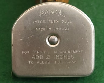 Vintage Imperial Steel Tape Measure. Vintage Rabone, London, 6ft Inter-Flex Rule Patent No. 402200 Steel Tape Measure - Made In England