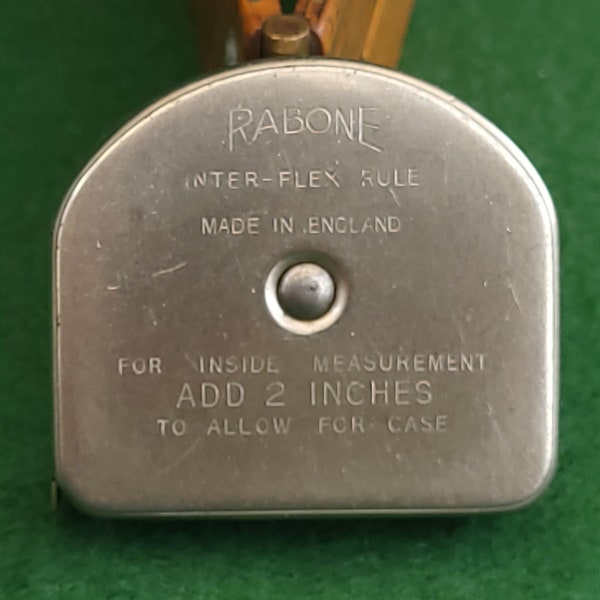 Vintage Imperial Steel Tape Measure. Vintage Rabone, London, 6ft Inter-Flex Rule Patent No. 402200 Steel Tape Measure - Made In England
