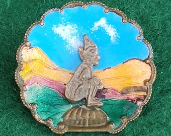 Antike Lucky Cornish Pixie Brosche. Antike Emaille Lucky Cornish Pixie Brosche - Bernard Instone?