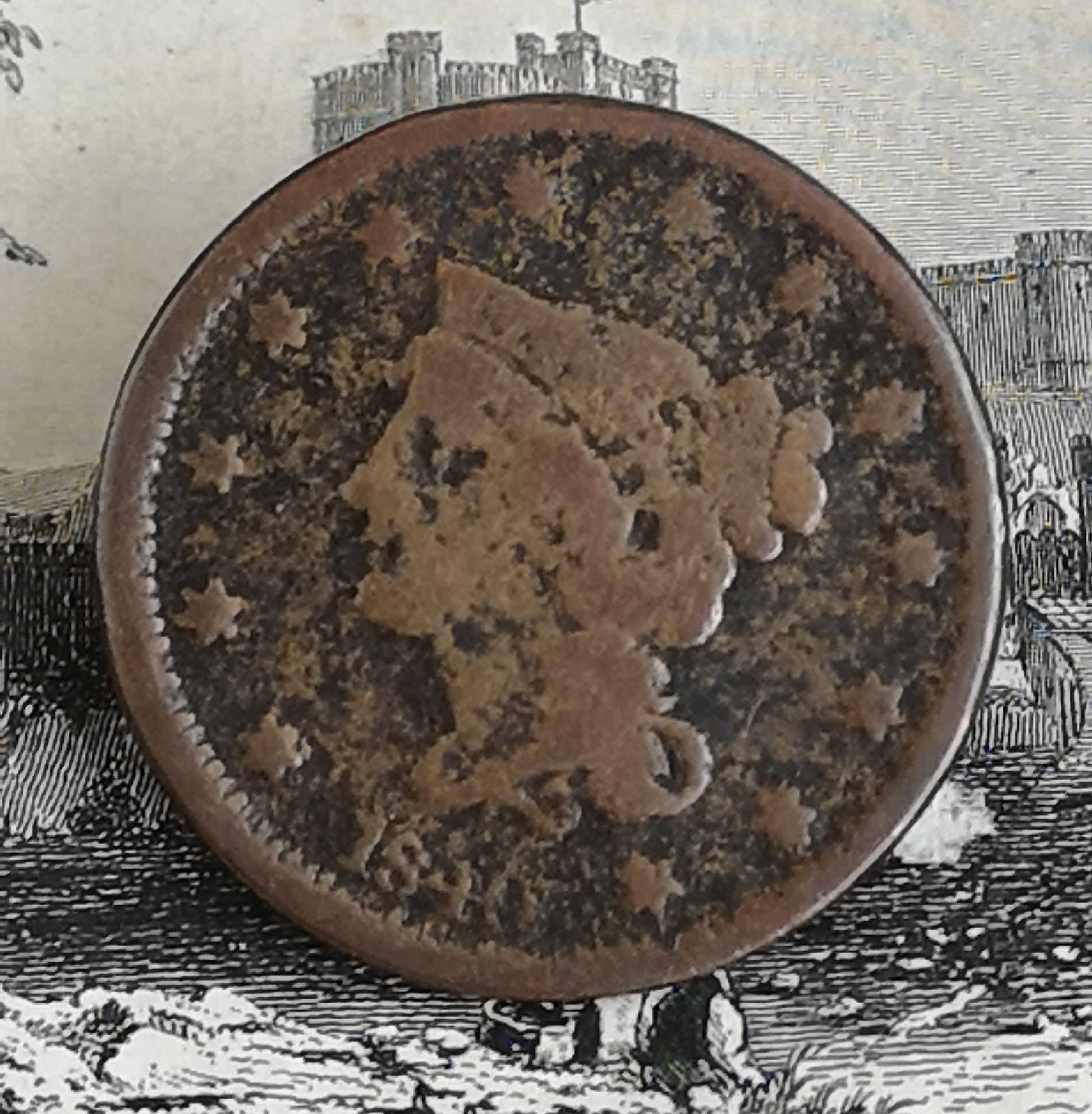 Image of 1840 American One Cent. Libery Head Antique U.s.a Cent Liberty Coin - Thirteen Stars