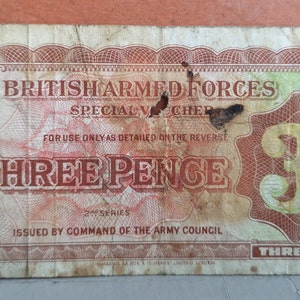 British Armed Forces Special Voucher 3d, 2nd Series, 1948 - For The British Forces In Occupied Germany Printed By Thomas De La Rue & Co Ltd