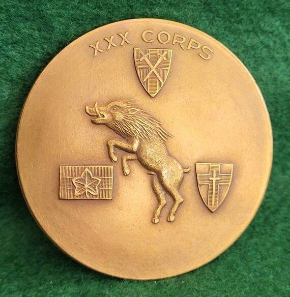 XXX Corps Medal Commemorating Final Advance into Germany Showing  