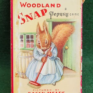 Vintage kaartspel - Woodland Snap - Een spel uit de Pepys-serie, afgebeeld door Racey Helps, complete set van 11 gezinnen, 44 kaarten in originele doos.