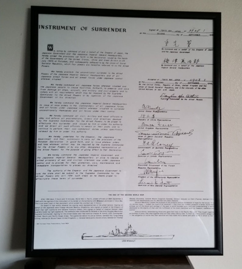 Instrument Of Surrender Document 1945 Japan Signed On USS | Etsy