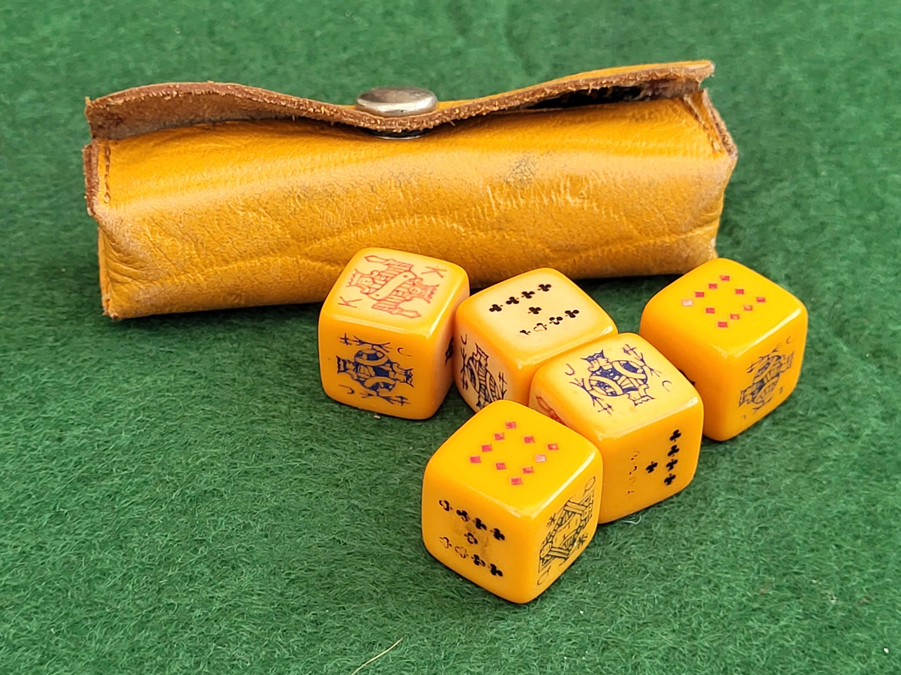 Vintage Set of Poker Dice in Leather Case - Etsy