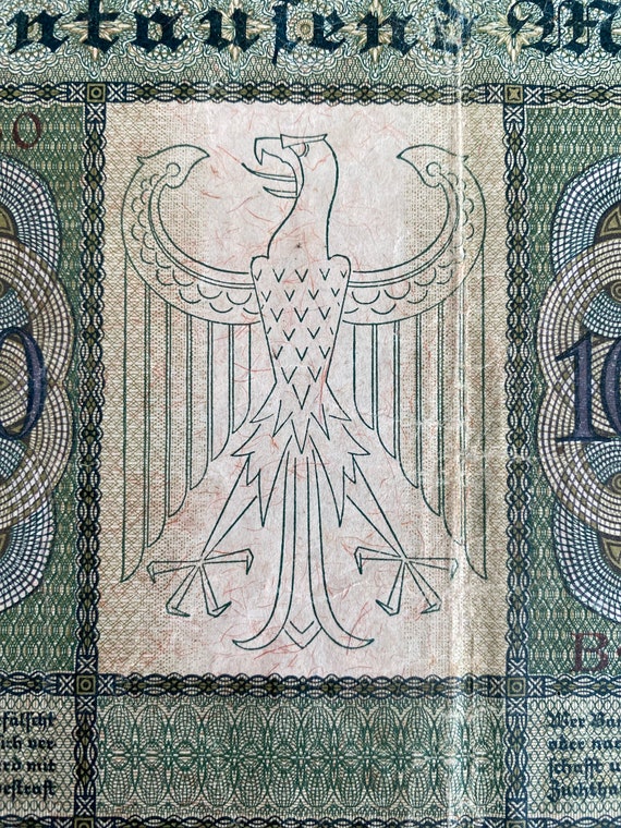 ドイツ　10000マルク紙幣　1922年　20枚 1922 年帝国紙幣ツェンタウゼント マルク。 1922年ドイツ10000