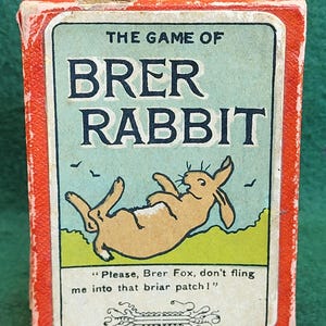 Jogo de cartas antigo raro - Jogo de cartas Brer Rabbit, jogo completo de 52 cartas, na caixa original com cartão de instruções.