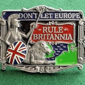 Very Nice Vintage Belt Buckle - Don&#39;t Let Europe Rule Britannia Belt Buckle. Vintage Rule Britannia Belt Buckle. Tanside DD139 Belt Buckle.