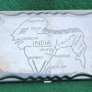 Vintage 1930&#39;s India Cigarette Case. Vintage Map Of India Cigarette Case.