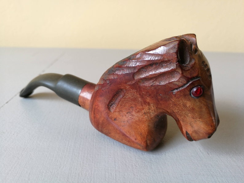 Vintage Hand Carved Horse Head Pipe. Vintage hand carved Etsy