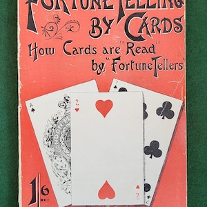 Libro antico con predizione della fortuna. Cartolina d’oro, come vengono “lette” le carte da indovini, I. B. Prangley, edizione tascabile