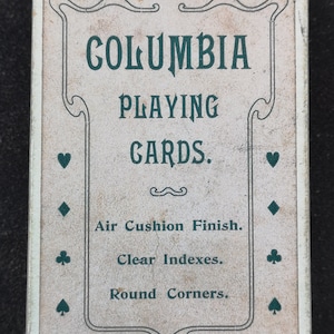 Antieke speelkaarten - Columbia door The National Card Co Indianapolis & New York. Antieke speelkaarten van Columbia, compleet kaartspel plus joker.