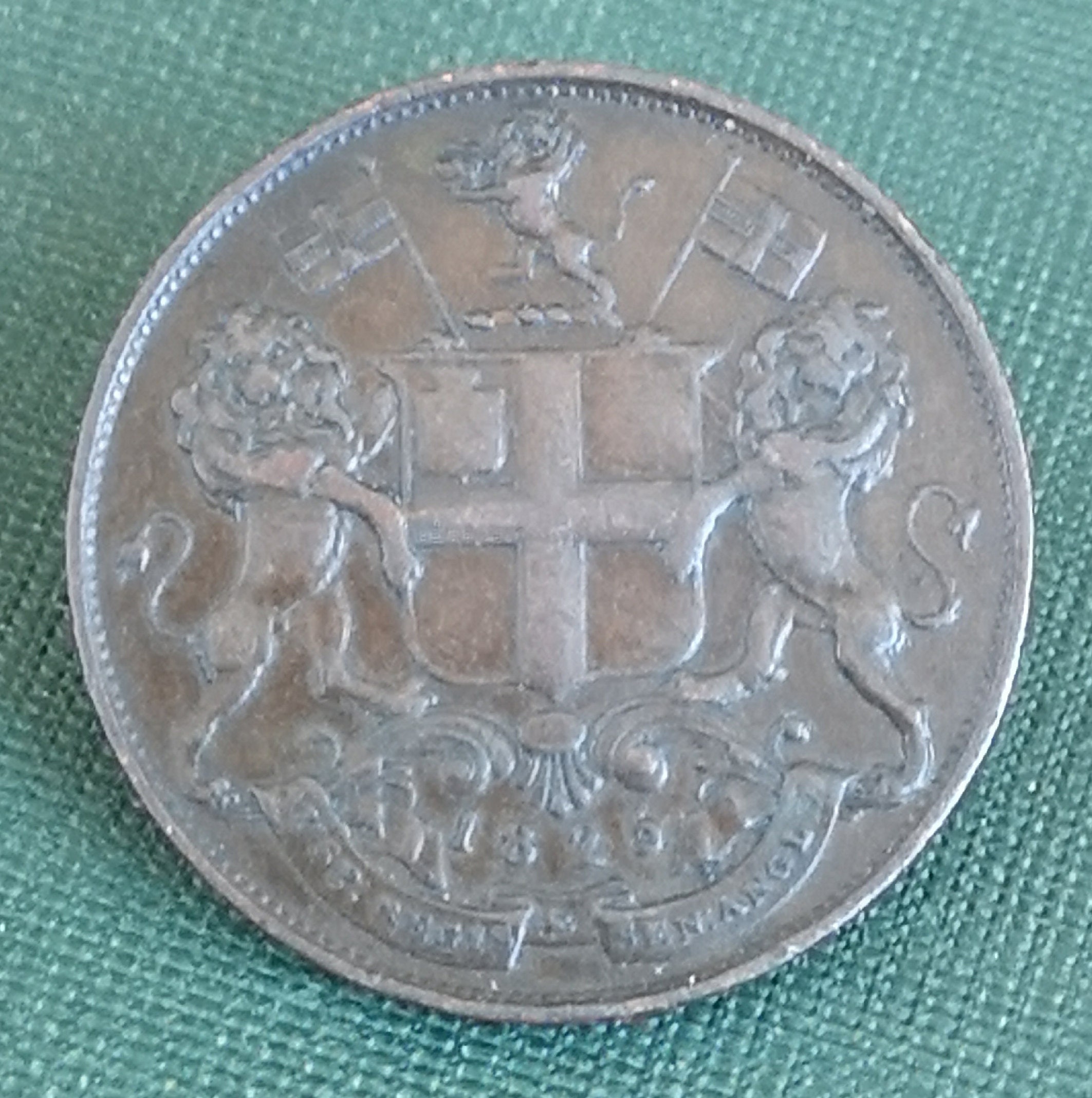 Image of 1825 4 Pies - Ausp. Regis & Sen Anglia. British India Pie Copper Coin. Antique Coin Pice, Madras Presidency, India