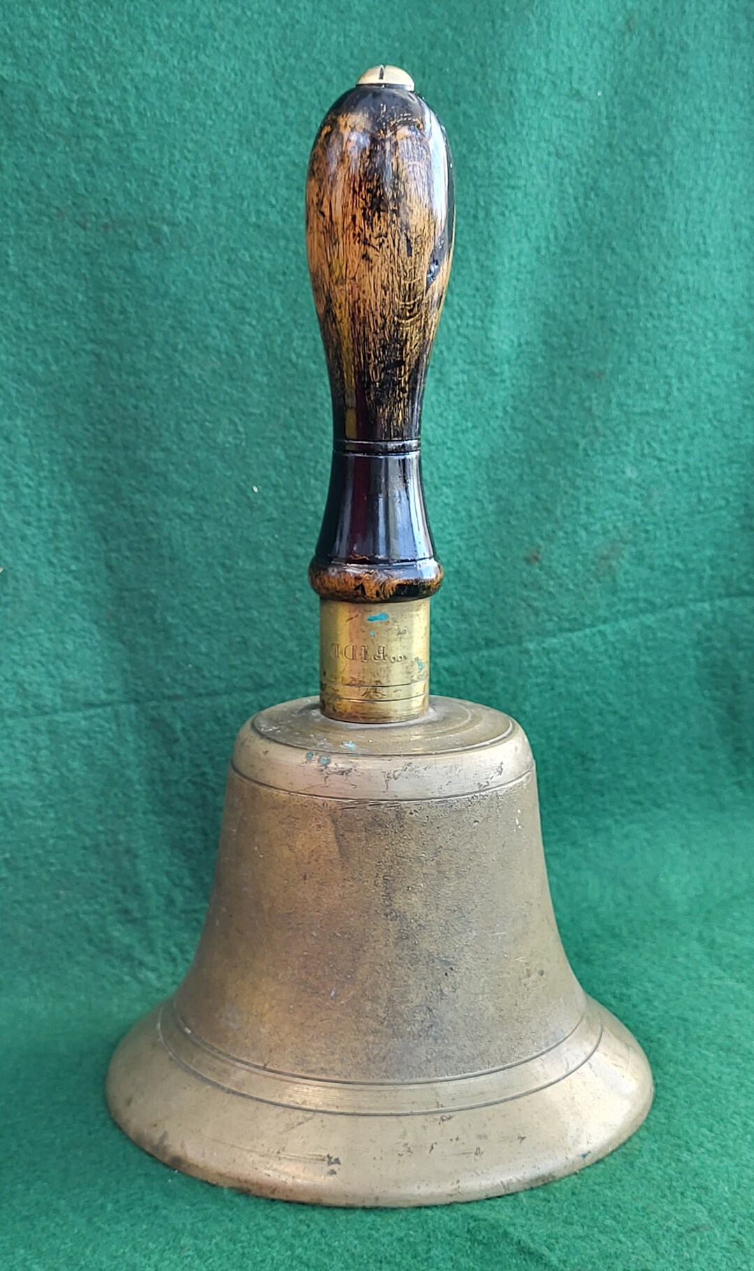 Vintage Fiddian Hand Bell. Large Brass Fiddian School Bell/arp Bell