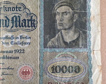1922 年帝国紙幣ツェンタウゼント マルク。 1922年ドイツ10000