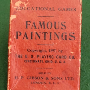 Antiek U.S. Playing Card Co.-speelkaartspel - Antiek USPCC Famous Paintings Card Game - Compleet spel in originele doos met instructies