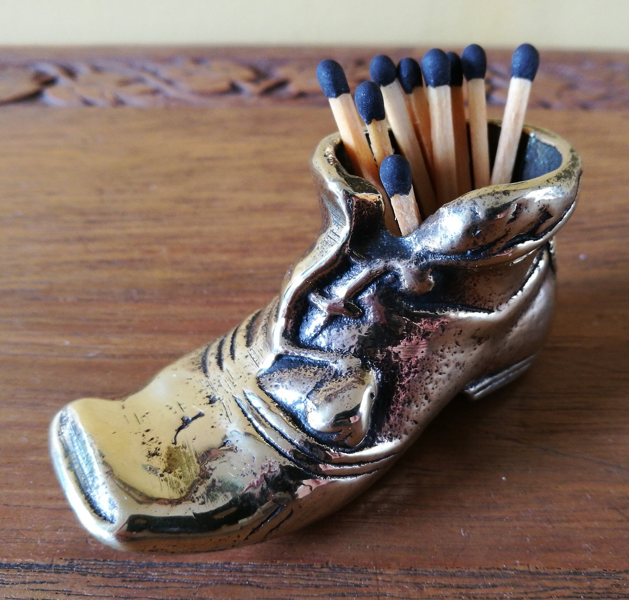 Vintage Small Brass Boot Match Striker Brass Match Strike Etsy