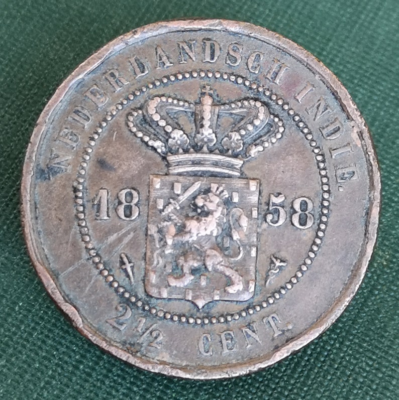 Antique Copper Coin Nederlandsch Indie 2 1/2 Cent 1858. | Etsy