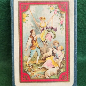 Carte da gioco antiche Chas Goodall & Son Limd Boudoir con retro illustrato e bordi dorati, complete nella scatola originale con jolly e carta bianca